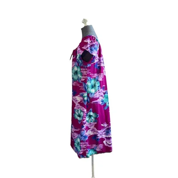 Vintage Hilo Hattie's Womens Muumuu Hawaiian House Dress Size M Floral Tropical - Picture 4 of 10